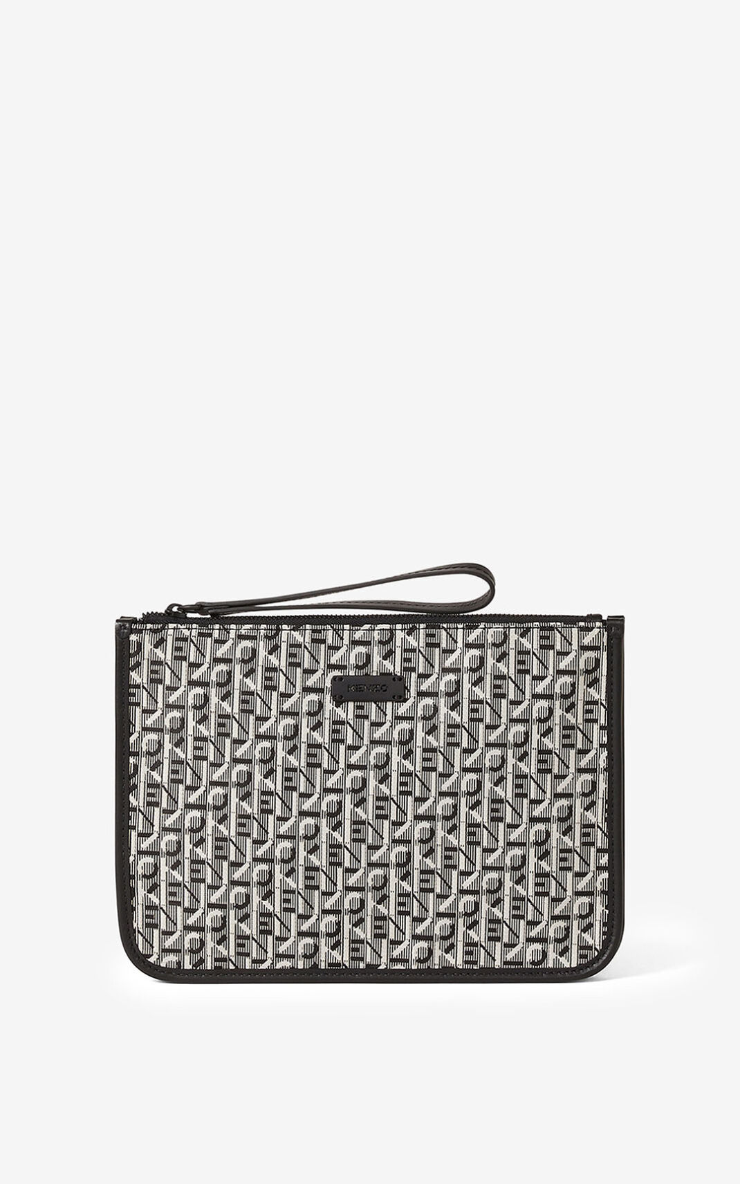 Kenzo Jacquard Courier Clutch Mujer Gris | 5840396-IF